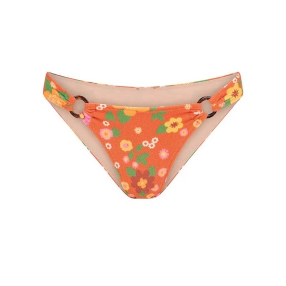 NWT Spell Pomelia Ring Scoop Pant in Retro Orange Floral Bikini Bottom